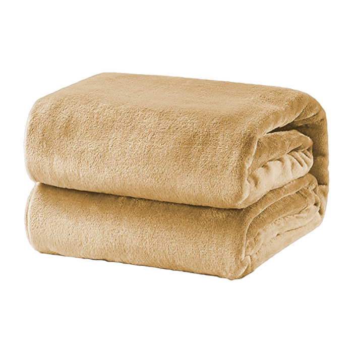 Latitude Run® Hyc Micro Velour Blanket, Tan Colour, Soft & Light